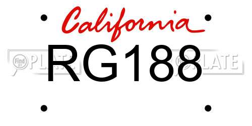 RG188 California License Plate