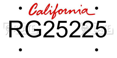 RG25225 California License Plate