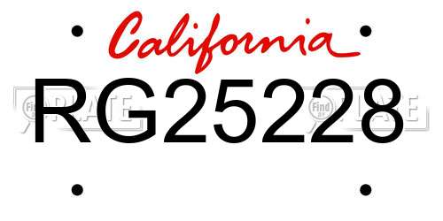 RG25228 California License Plate