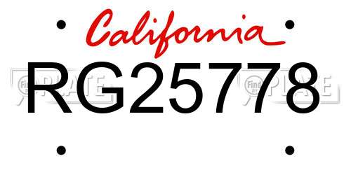 RG25778 California License Plate