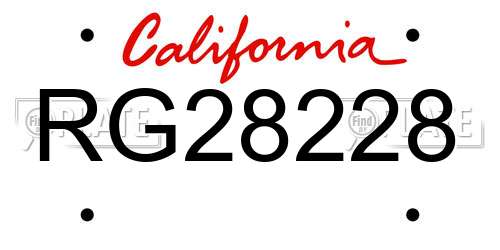 RG28228 California License Plate