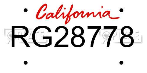 RG28778 California License Plate