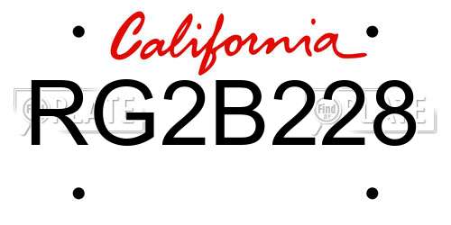 RG2B228 California License Plate