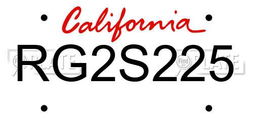 RG2S225 California License Plate