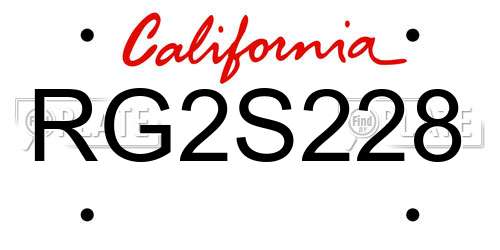 RG2S228 California License Plate