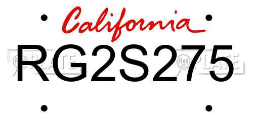 RG2S275 California License Plate