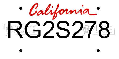 RG2S278 California License Plate