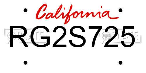 RG2S725 California License Plate