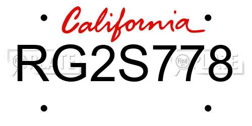 RG2S778 California License Plate