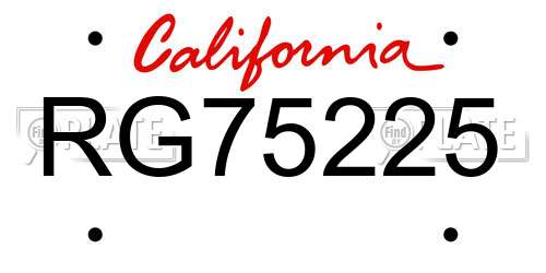 RG75225 California License Plate