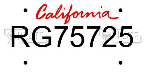 RG75725 California License Plate