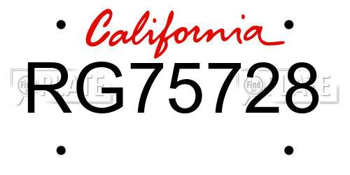 RG75728 California License Plate