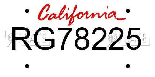 RG78225 California License Plate