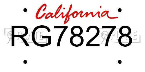 RG78278 California License Plate