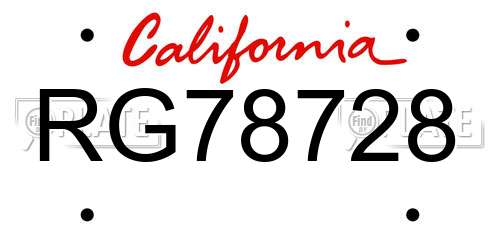 RG78728 California License Plate