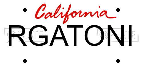 RGATONI California License Plate