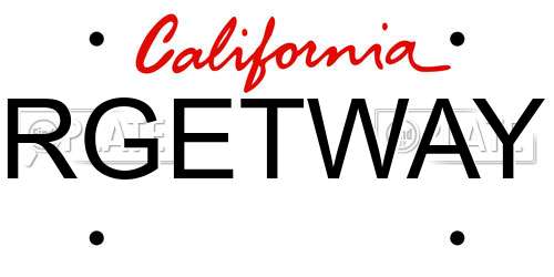 RGETWAY California License Plate