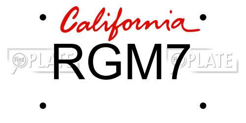 RGM7 California License Plate
