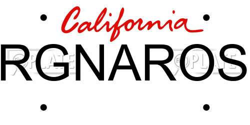 RGNAROS California License Plate
