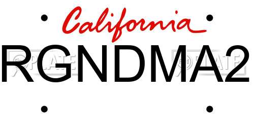 RGNDMA2 California License Plate