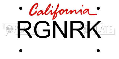 RGNRK California License Plate