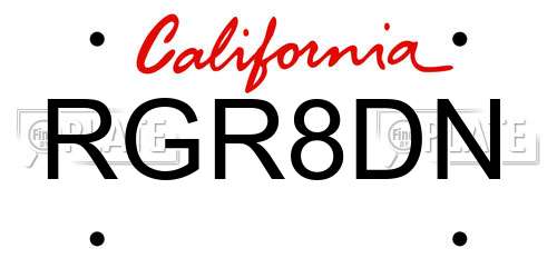 RGR8DN California License Plate