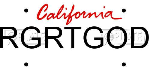 RGRTGOD California License Plate