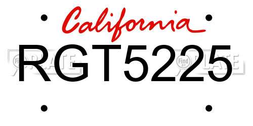 RGT5225 California License Plate