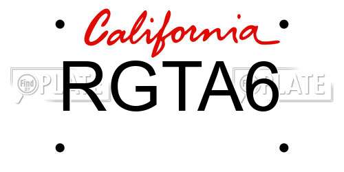 RGTA6 California License Plate