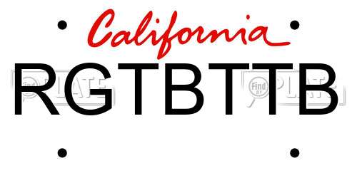RGTBTTB California License Plate
