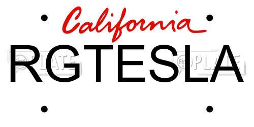 RGTESLA California License Plate