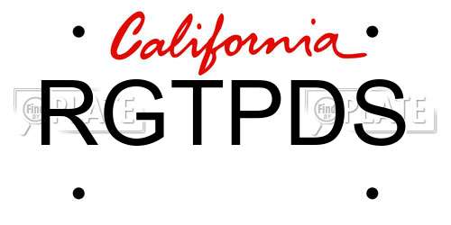 RGTPDS California License Plate