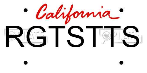 RGTSTTS California License Plate