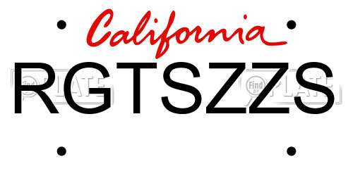 RGTSZZS California License Plate