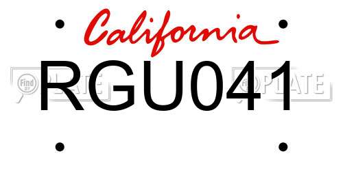 RGU041 California License Plate
