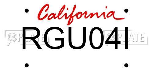 RGU04I California License Plate