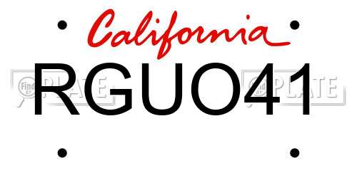 RGUO41 California License Plate