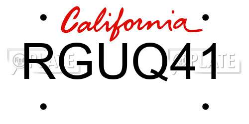 RGUQ41 California License Plate