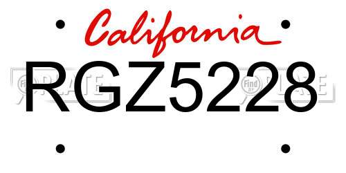 RGZ5228 California License Plate
