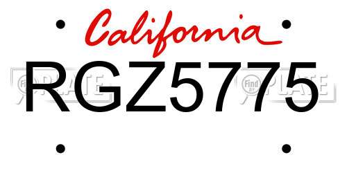 RGZ5775 California License Plate