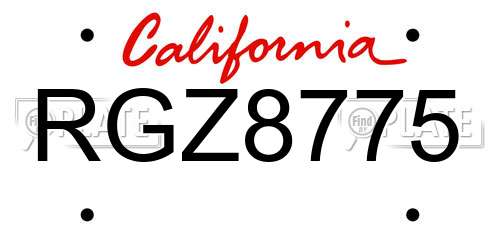 RGZ8775 California License Plate