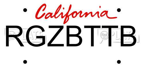RGZBTTB California License Plate