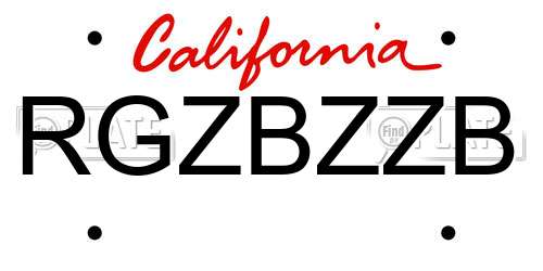RGZBZZB California License Plate