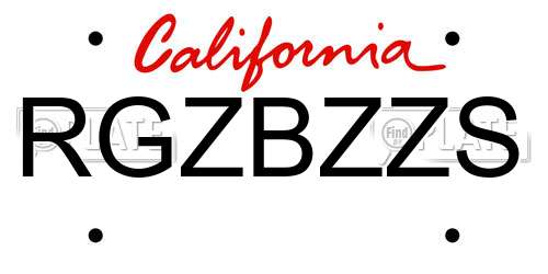 RGZBZZS California License Plate