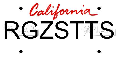 RGZSTTS California License Plate