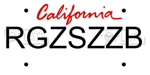RGZSZZB California License Plate