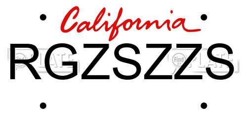 RGZSZZS California License Plate