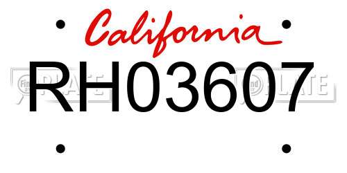 RH03607 California License Plate