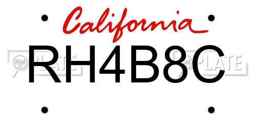RH4B8C California License Plate