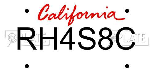 RH4S8C California License Plate
